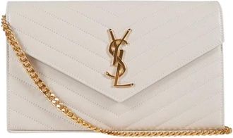 Saint Laurent Cross Body Bags, female, Beige, Size: ONE SIZE Monogram Chain Wallet