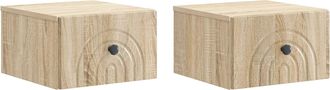 vidaXL Mesita De Noche De Pared 2 Uds. Roble Sonoma 33 X 34,5 X 20 Cm Vidaxl