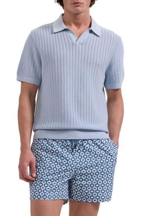 Bugatchi Cruz Print Swim Trunks in Peacock at Nordstrom, Size Xx-Large