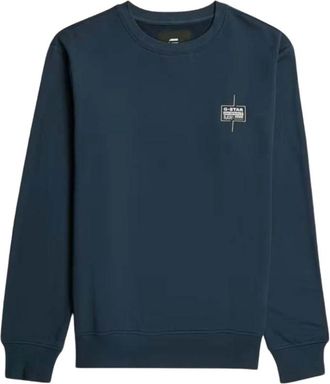 G-Star Logo Sweater - Heren - Sweatshirts - Blauw - M - Katoen - Hoodies & sweatvesten