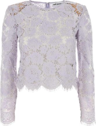 Self Portrait Lilac Lace Top