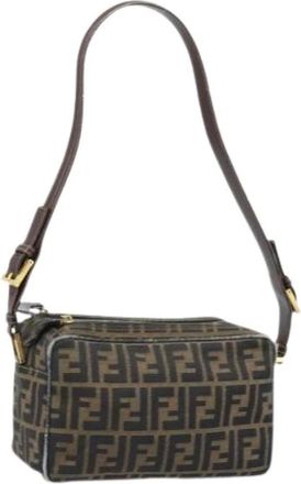 Fendi Pre-owned Vintage Zucca Canvas Schoudertas - Dames - Vintage Schoudertas - Bruin - ONE Size - Leer - Vintage