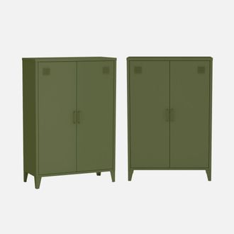 Sweeek C&oacute;moda/armario De Metal De 2 Puertas, Set De 2