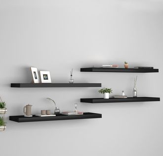 vidaXL Vidaxl - Estantes Flotantes De Pared 4 Uds Mdf Negro 90x23,5x3,8 Cm