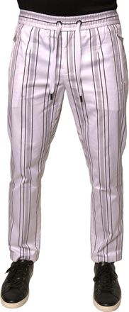 Dolce & Gabbana Mens White Stripe Cotton Dress Skinny Pants Nylon Elastane