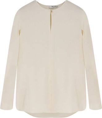 Max Mara Zijden blouse met ronde hals - Dames - Blouses - Beige - S - Overhemden
