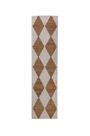 Flair Rugs Alfombra de pasillo de yute marr&oacute;n y blanco 80x230 cm