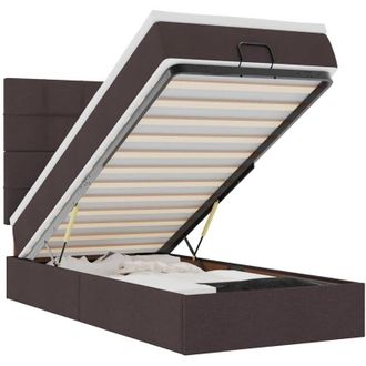 vidaXL Estructura Cama Otomana Colch&oacute;n Tela Marr&oacute;n Oscuro 80x200cm Vidaxl