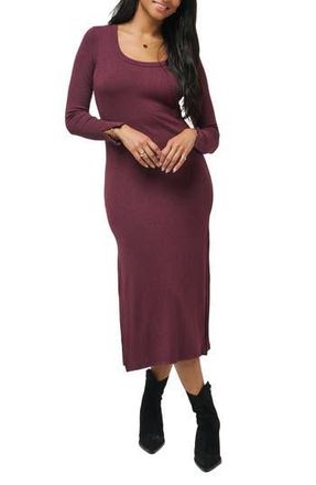 Travis Mathew Cloud Retreat Long Sleeve Rib Dress in Heather Winetasting at Nordstrom Rack, Size Small