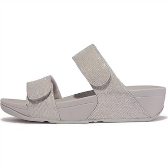 FitFlop Womens Lulu Adjustable Shimmerlux Slides In Silver