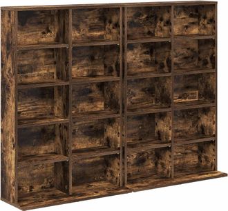vidaXL Cabinet Para Cds 2 Uds. Roble Ahumado 65 X 23,5 X 97,5 Cm Vidaxl