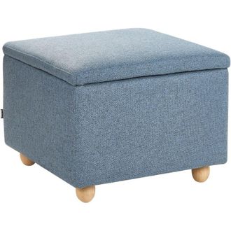 Beliani Pouf contenitore Poggiapiedi imbottito con contenitore Seduta per ingresso Blu Ferndale