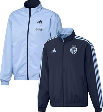 adidas Mens adidas Navy/Light Blue Sporting Kansas City 2023 On-Field Anthem Full-Zip Reversible Team Jacket at Nordstrom, Size Small