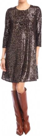 Karen Kane 3/4 Sleeve Sequin Swing Dress In Brown