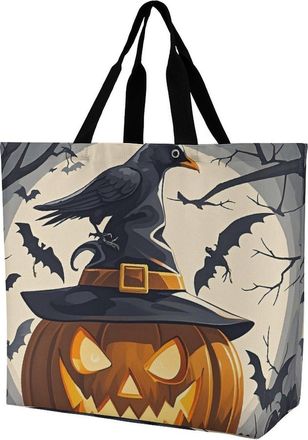 Generic Black Crow Women Handbag Durable Handbag Large Capacity Grocery Bags For Travel Picnic Beach