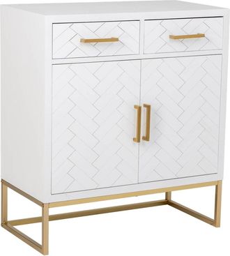 Wanderlust Deco Aparador 2 cajones y 2 puertas de madera y metal blanco 80x39.5x89