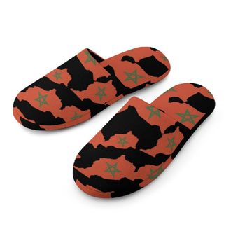 Generic Morocco Map Flag Mens Cozy Memory Foam Slippers Warm Cotton House Shoes Comfy Slipper for Indoor Outdoor