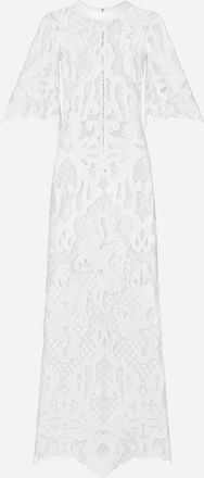 Dolce & Gabbana Long Dress With Openwork Embroidery - Woman White 42