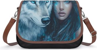 Generic Wolf Indian U.S. Woman Crossbody Bags for Women Fashion Leather Shoulder Handbags With Adjustable Strap