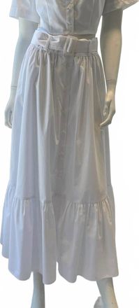 Matthew Bruch Womens Button Down Midi Skirt In White