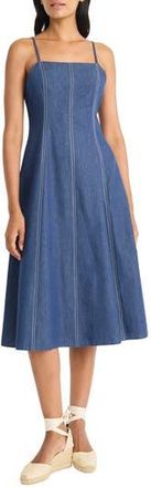 Maggy London Seam Detail Fit & Flare Midi Dress in Denim at Nordstrom Rack, Size 18 (Similar To 16W)