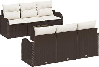 vidaXL Vidaxl - Garden Sofa Set 7 pcs Brown 55 x 55 x 37 cm Poly rattan