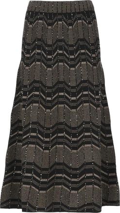 D.exterior Lurex Geometrisch Pailletten Midi Rok - Dames - Rokken - Zwart - Maat: M Viscose