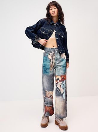 Twik Womens Teddy bear print jean