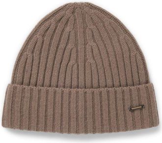 BOSS Cashmere beanie hat with ribbing
