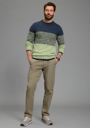 Man's World Rundhalspullover MANS WORLD Bis Gr&ouml;sse 5 XL, Herren, Gr. 4XL (68/70), gr&uuml;n, blau, Strick, Obermaterial: 50% Baumwolle, 50% Polyacryl, meliert, regular