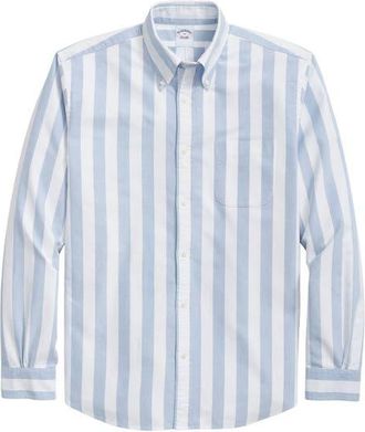 Brooks Brothers Friday Regular Fit Regatta Stripe Cotton Button-Down Oxford Shirt in Blue at Nordstrom, Size Xx-Large