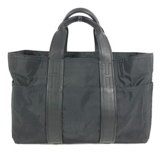 Herm&egrave;s Black Leather Nylon Boston Bag Handbag Tote Bag (Pre-Owned)