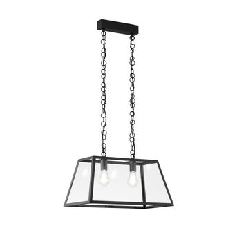 Luce-Ambiente-Design Lexington Suspension in Black Metal and Glass with Two Lights