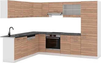 Vicco Cocina Esquinera R-line, Sonoma/blanco, 227 X 287 Cm, Et Antracita