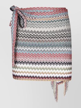 Missoni beach coverup asymmetrical hem fringe tie waist