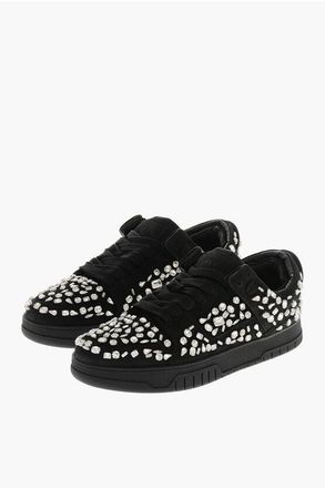 1989 STUDIO Low-Top Leather Sneakers Embellished with Crystals size 36