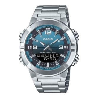 Casio Mens Blue Dial Stainless Steel Analog Digital Watch - AMW-870DA-2A2VDF