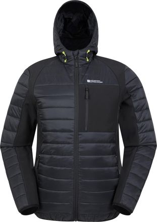 Mountain Warehouse Turbine Mens Padded Softshell - Warm & Lightweight Parka Jacket with Stretch Panels - Spring Summer, Camping & Outdoors Black XL