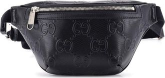 Gucci Black Gg Embossed Perforated Leather Belt Bag Small (Authentic Pre- Loved)