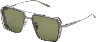 Akoni Tiros Zonnebril - unisex - Accessoires - Grijs - Maat: 58 MM Leer