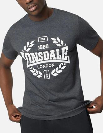 Lonsdale Mens Lonsdale Mens T Shirts Box Logo Tee Crew Neck Short Sleeve Summer Basic T Shirt - Grey - Size: 42