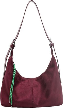 Generic Women Suede Shoulder Bag Adjustable Strap Crossbody Bag Solid Crescent Bag Hobo Bag for Work Travel (Wine Red)