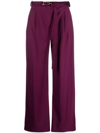Patrizia Pepe belted palazzo-design trousers - women - Elastane/Viscose/Polyester - 38 - Purple