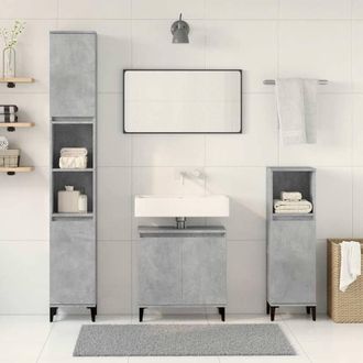 Berkfield Home Durable 3 Piece Bathroom Furniture Set Concrete Grey Engineered Wood