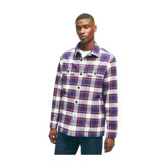 Brooks Brothers Navy-Blue Katoenen Overshirt Jas - Heren - Casual Overhemden - Blauw - XL - Katoen - Overhemden