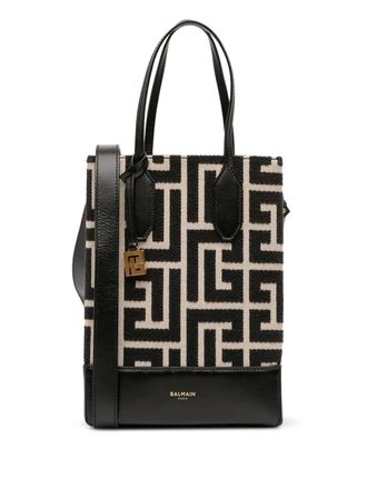 Balmain 2023-2025 Maxi Monogram Jacquard North South Shopping Tote satchel - Brown