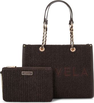 Carvela Womens Sorrento Midi Raffia Bag - Brown Fabric - One Size