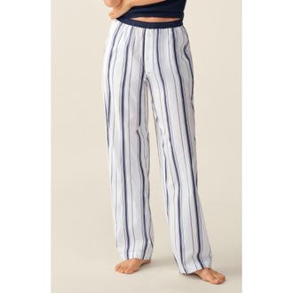 Petite Plume Romy Cotton Poplin Pajama Pants in Navy at Nordstrom, Size X-Large