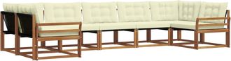vidaXL Conjunto De Sof&aacute;s De Exterior 7 Uds. Natural Y Crema Vidaxl
