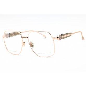 Philipp Plein Ladies Gold Tone Rectangular Eyeglass Frames VPP126S